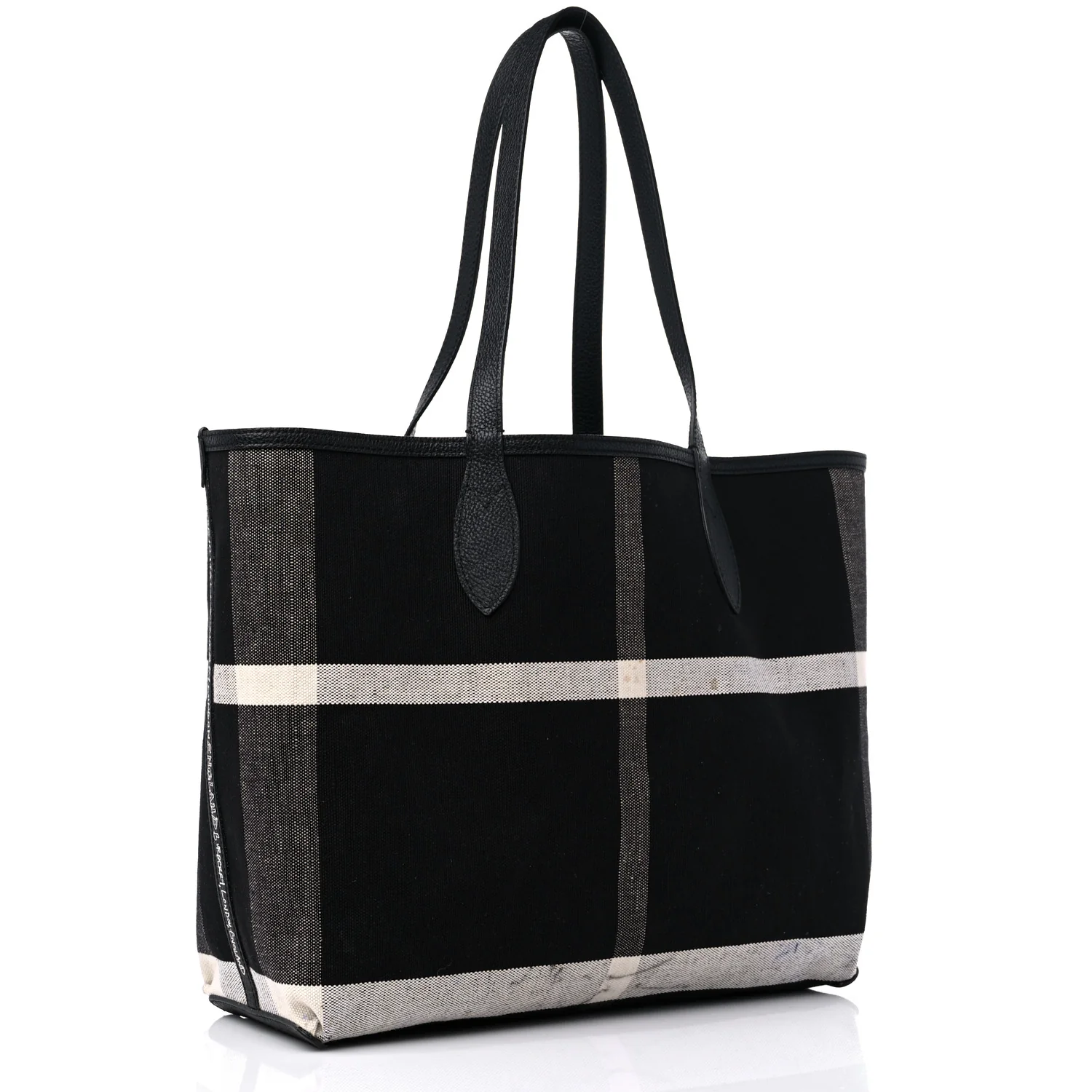 Coated Canvas Mega Check Medium Doodle Tote Black White