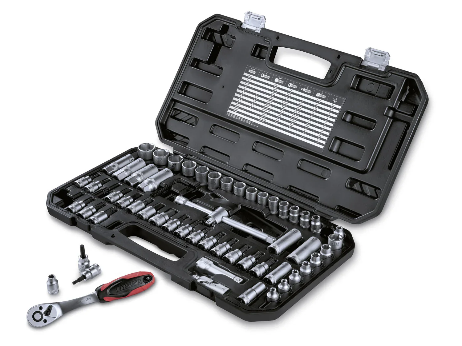 PARKSIDE Set de douilles et d'embouts 3/8 pouces, 65 pices