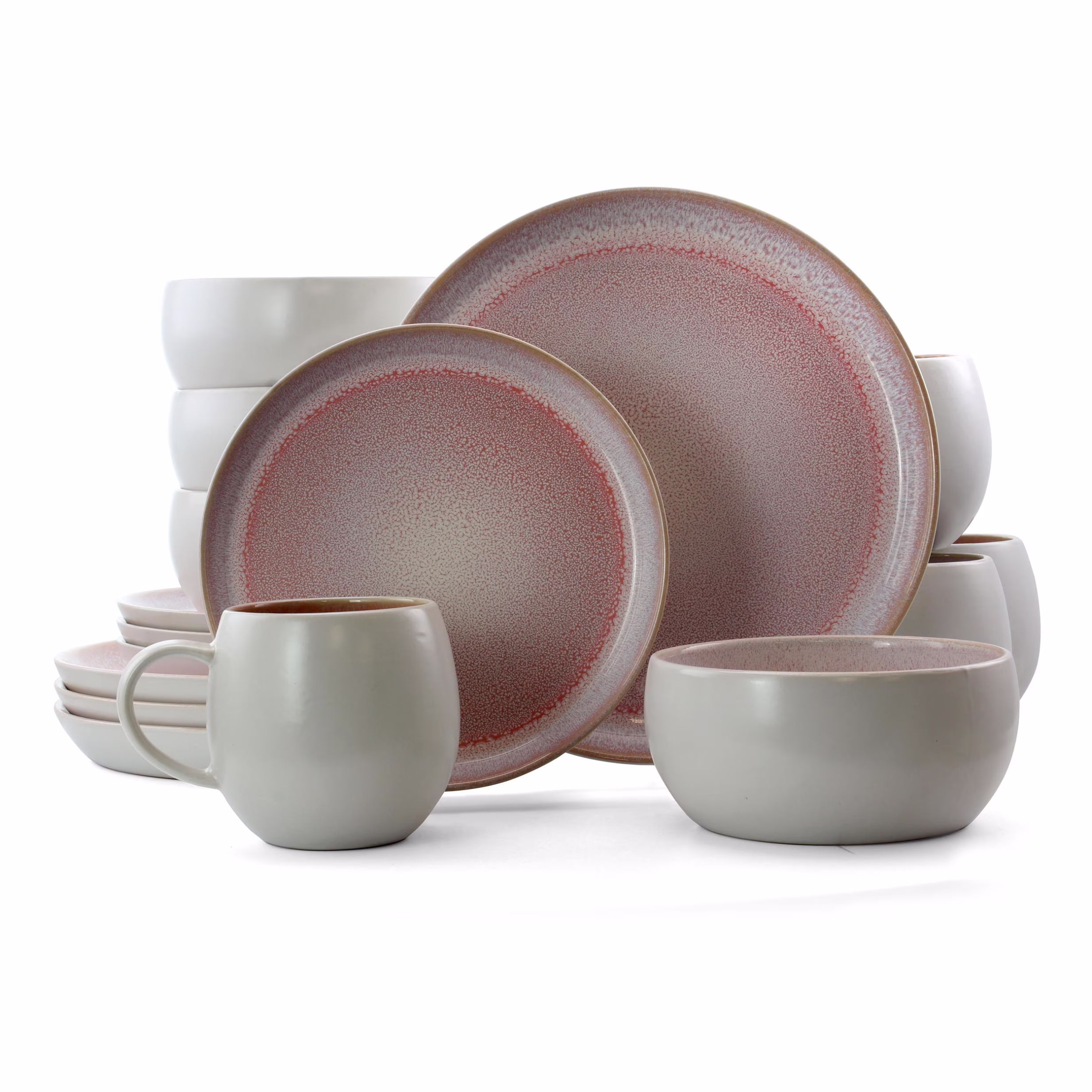 Mocha Mauve 16 Piece Stoneware Dinnerware Set in Purple