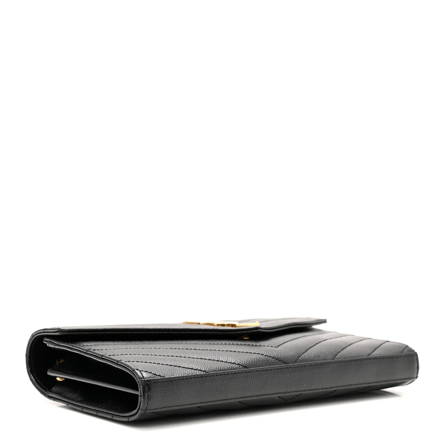 Grain De Poudre Matelasse Chevron Monogram Chain Wallet Black