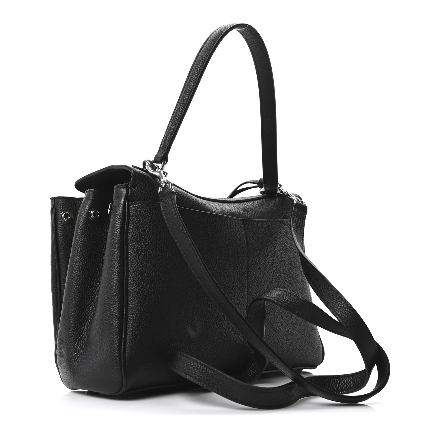 Grained Calfskin Small Rodeo Top Handle Handbag Black