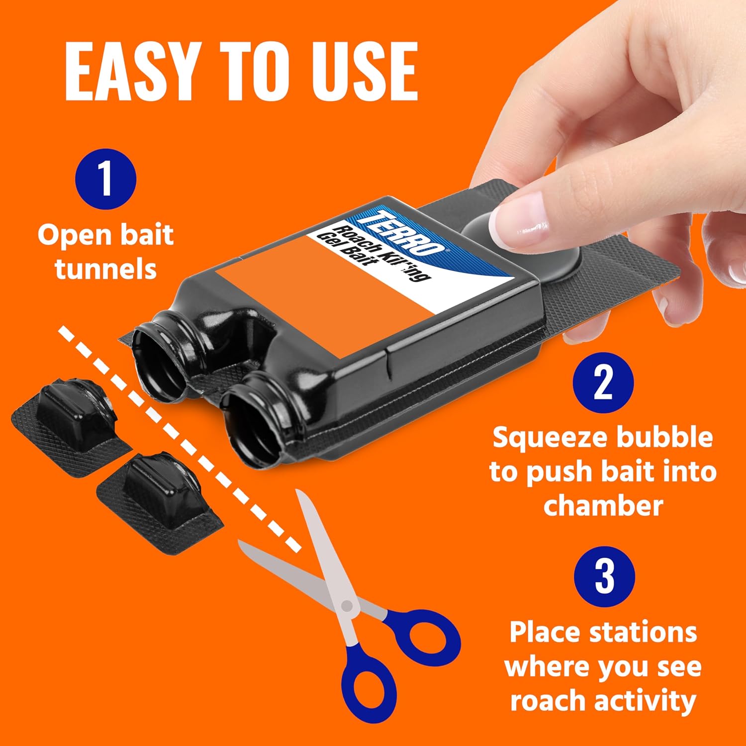 TERRO Roach Killer Gel Bait Stations, 12-Pack, Ready-to-Use Cockroach Bait| Kills Roaches Where They Hide, Breed, & Nest, No-Mess, Kills German, American, & Oriental Roaches, Indoor & Outdoor Control