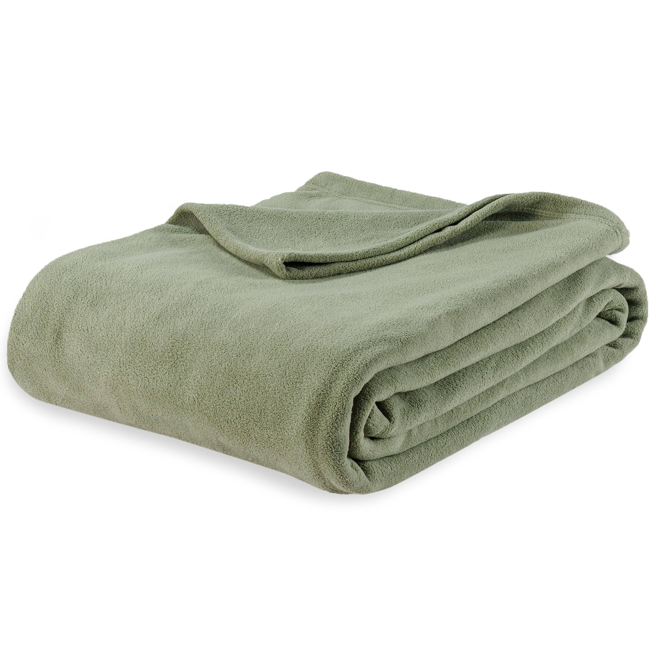 Berkshire Blanket Microfleece King Size Bed Blanket Dark Sage Green,Lightweight Soft Breathable Plush Micro Fleece Blanket for Bed Couch Sofa,90x108