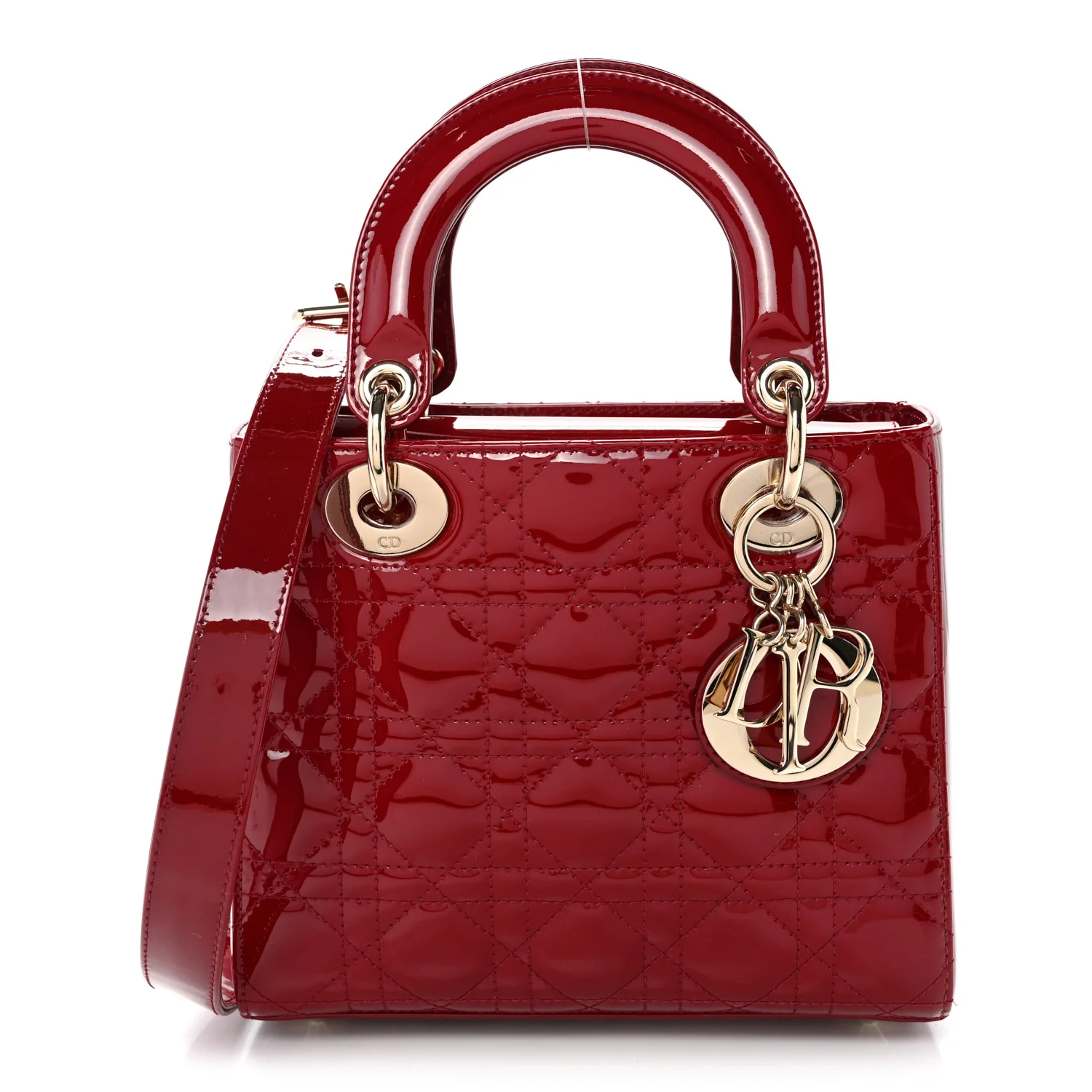 Patent Cannage Small Lady Dior Cherry Red