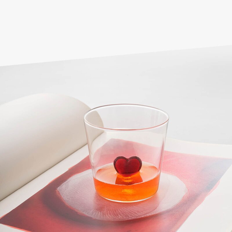 Cuore vannglass 35 cl hjerte rød