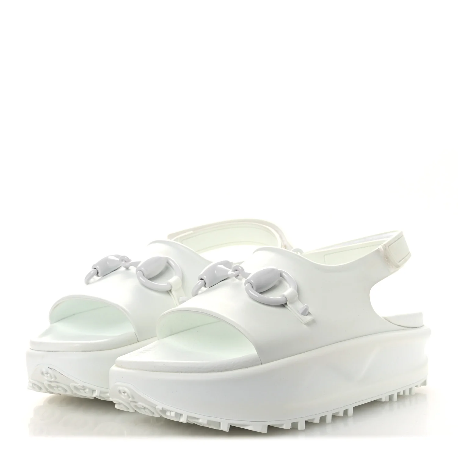 Soft Rubber Horsebit Touch Womens Strapped Sandals 38 Great White
