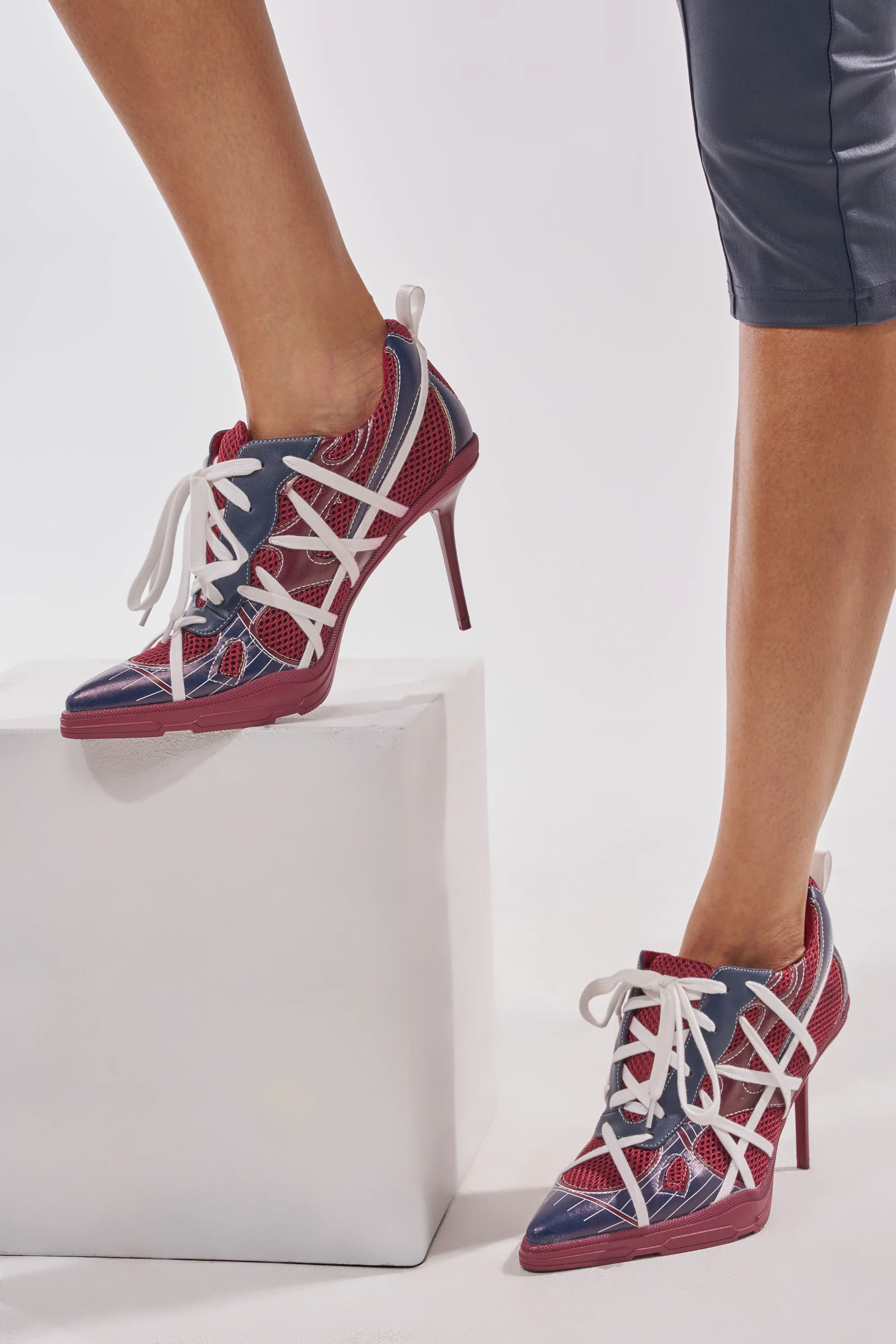 AZALEA WANG CROSS WALK BURGUNDY STILETTO SNEAKER HEEL - Akira Store