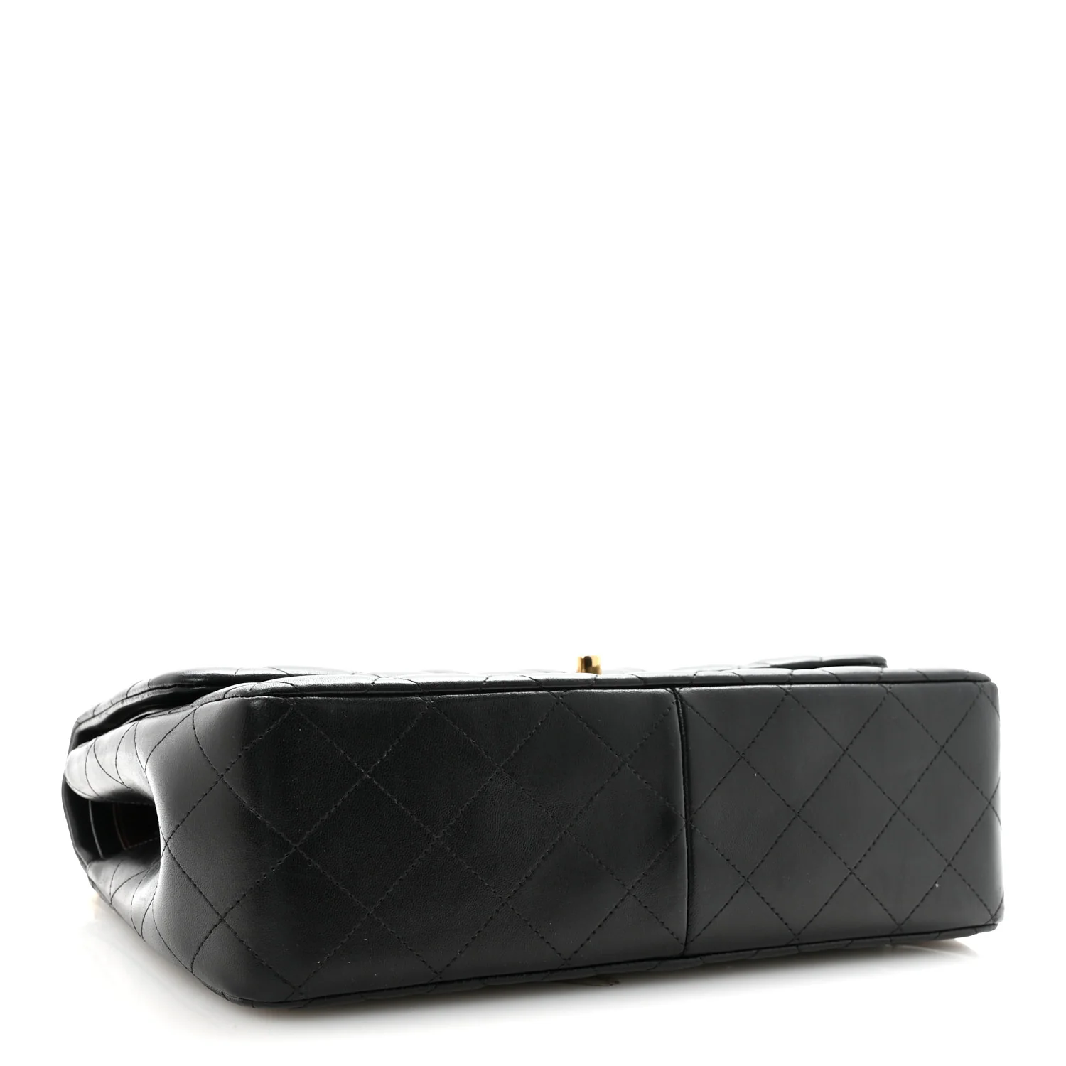 Lambskin Quilted Jumbo Double Flap Black