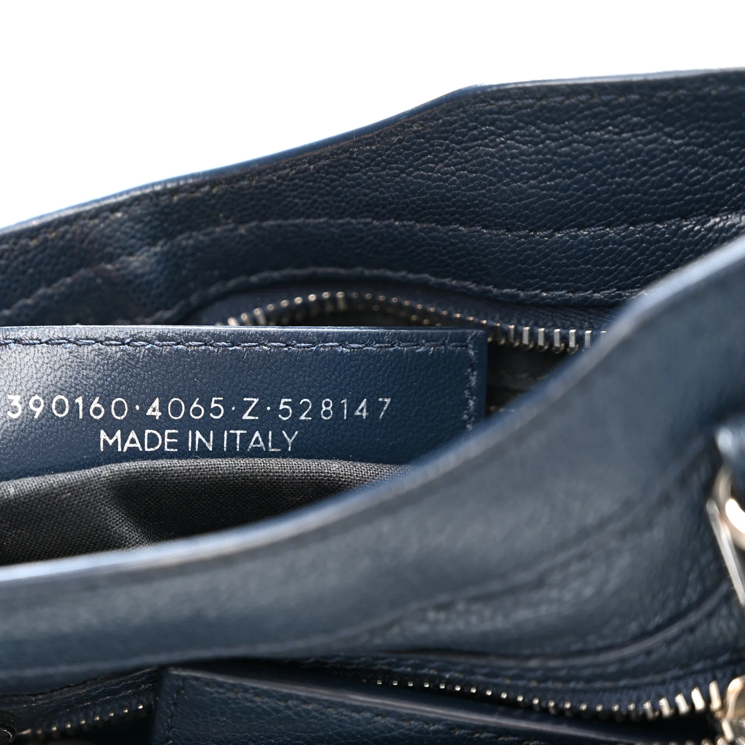Chevre Silver Metallic Edge Hardware Mini City Bleu de Minuit
