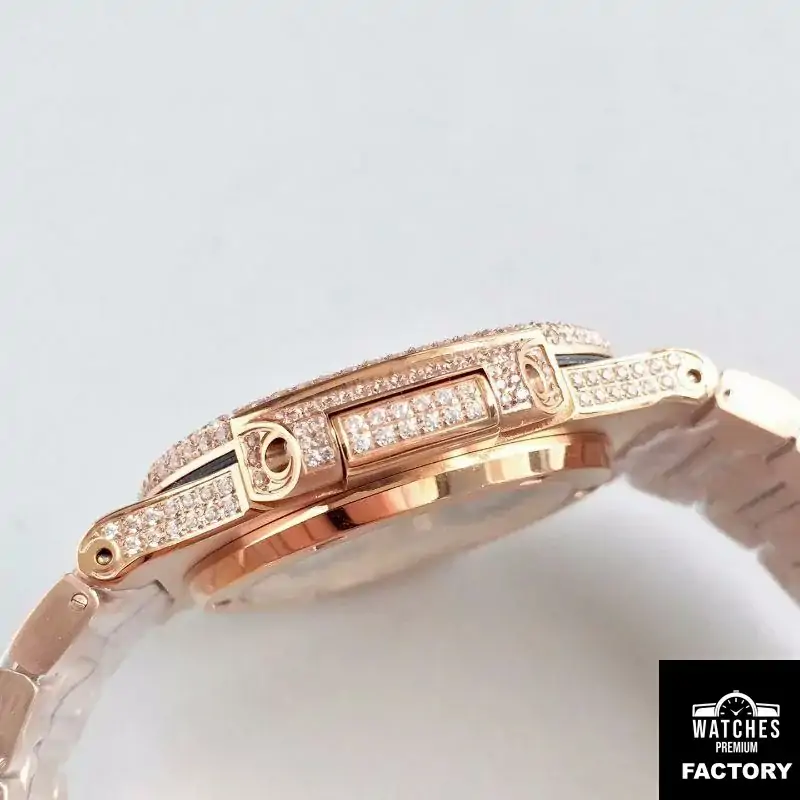 Patek Philippe Nautilus Jumbo 5719 / 10G-010 Rose Gold Full Diamond Dial