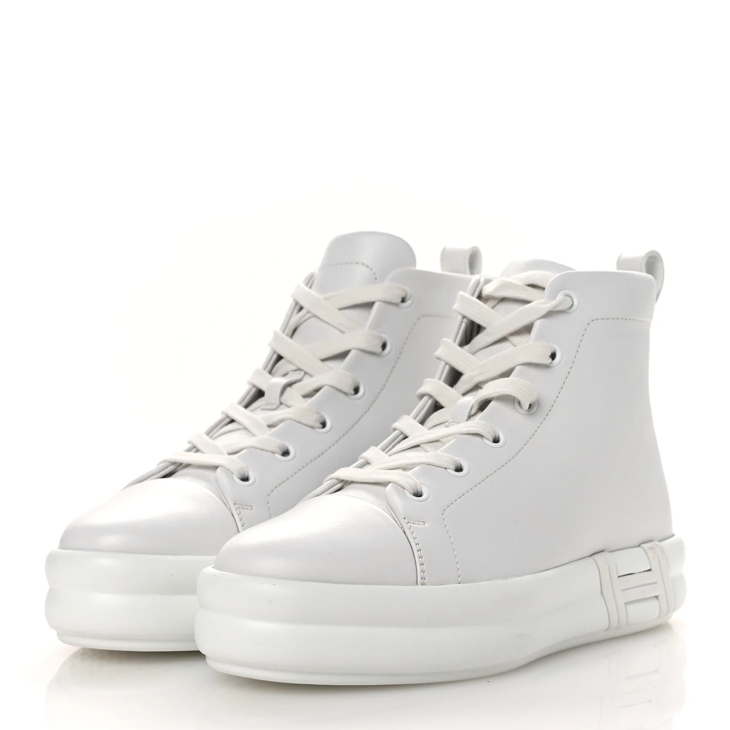 Calfskin Womens Happiness High Top Sneakers 36.5 White