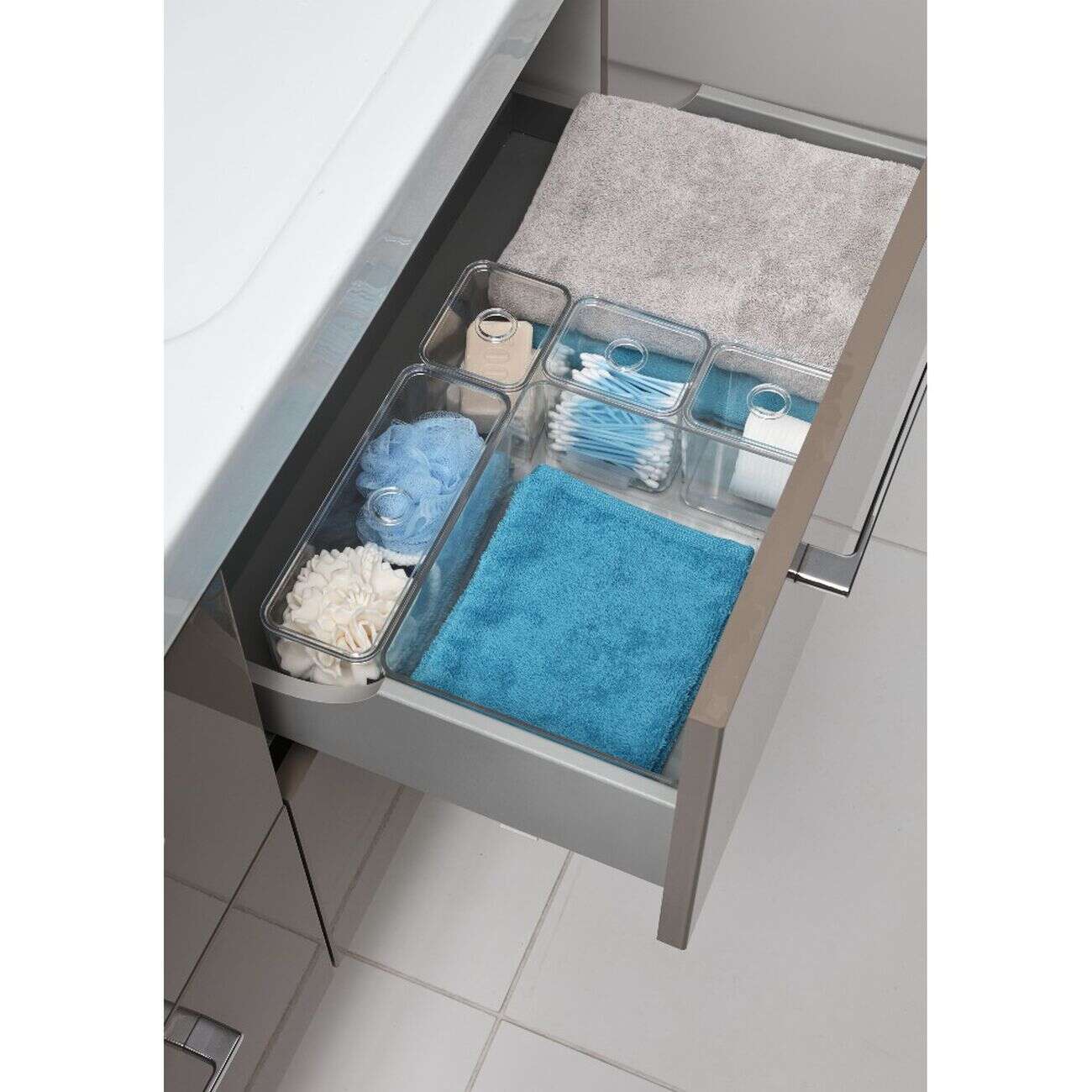 Organisateur tiroir salle de bain transparent x5