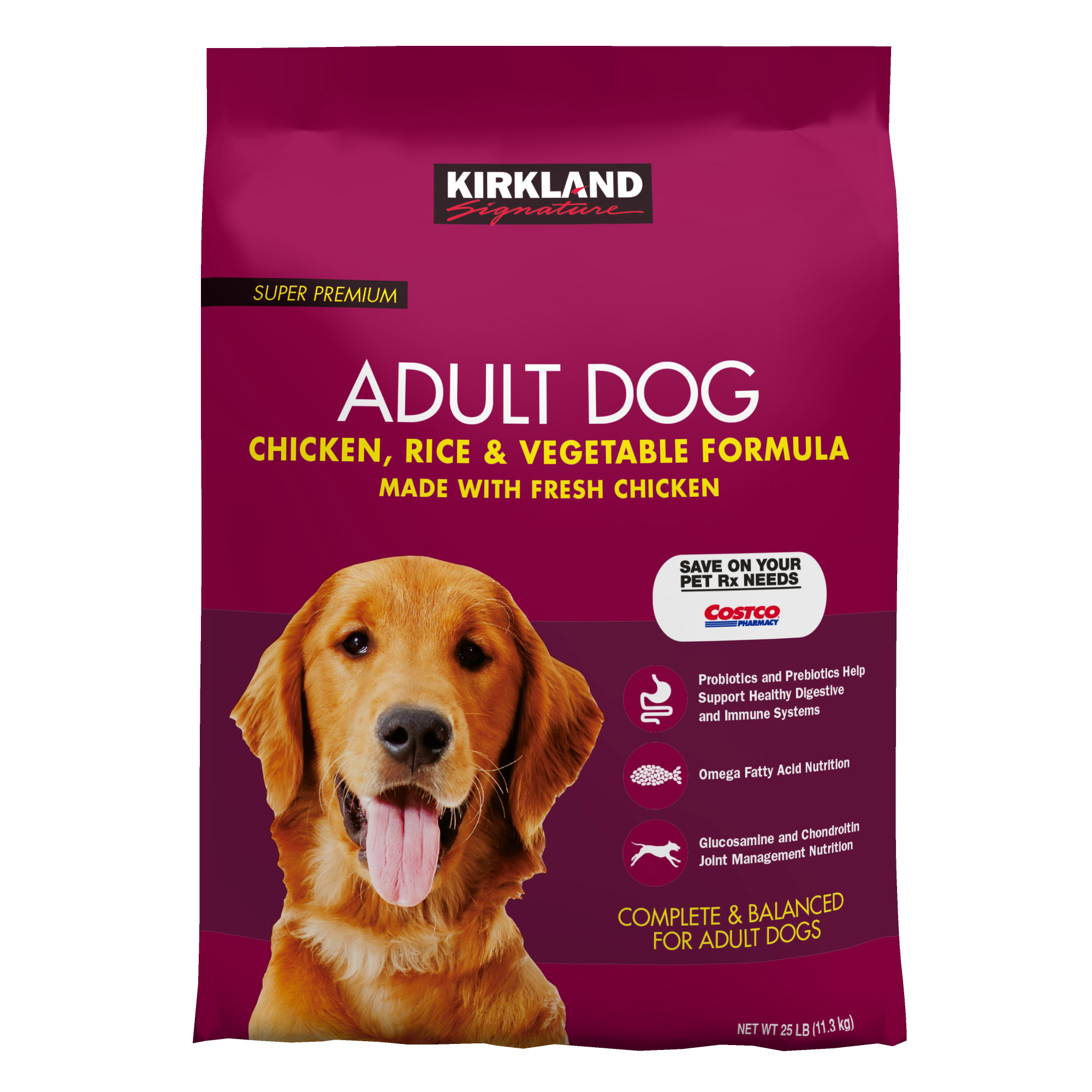 Kirkland Signature Adult Formula Chicken, Rice and Vegetable Dog Food, 25 lb