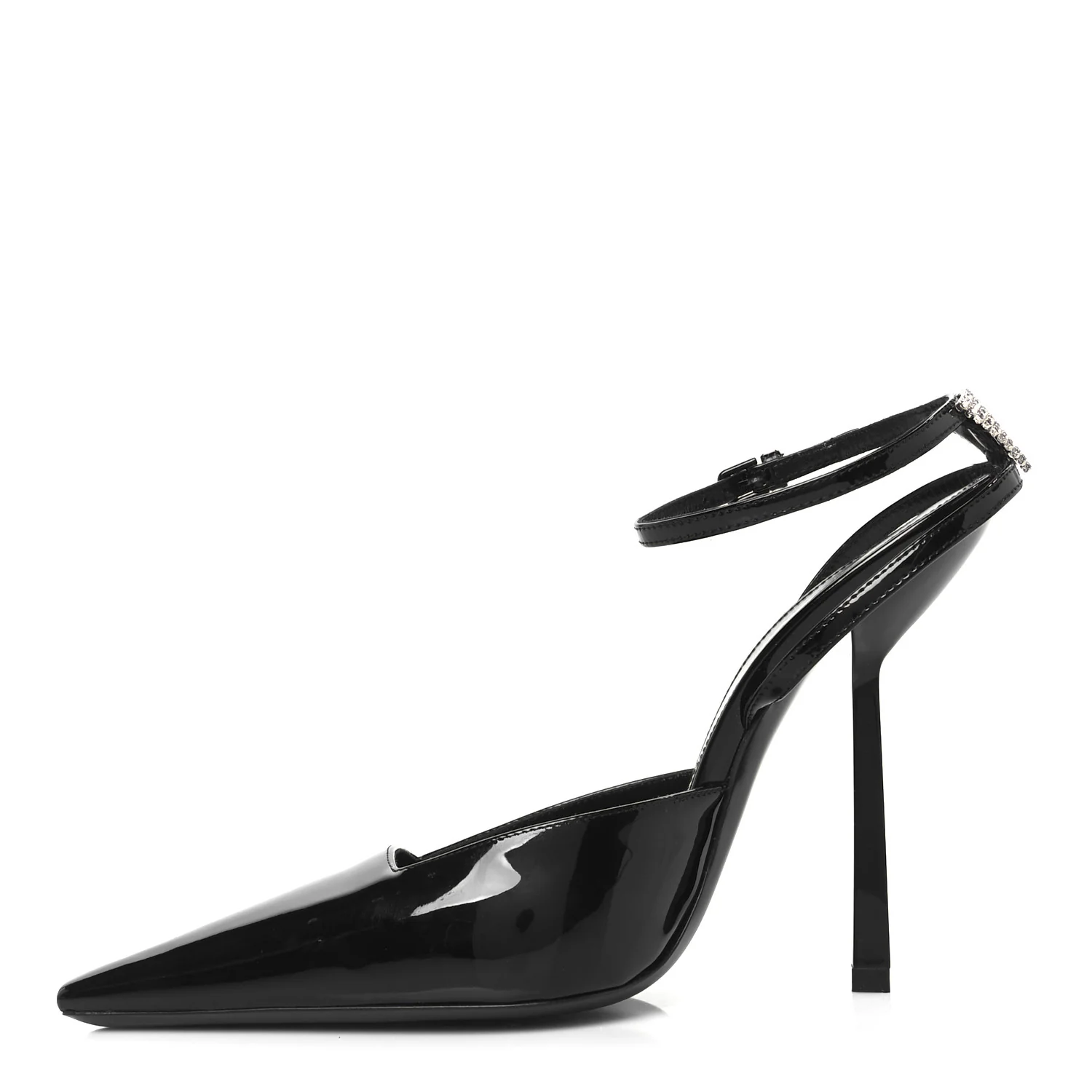 Patent Calfskin Crystal Anouk Pumps 38 Black