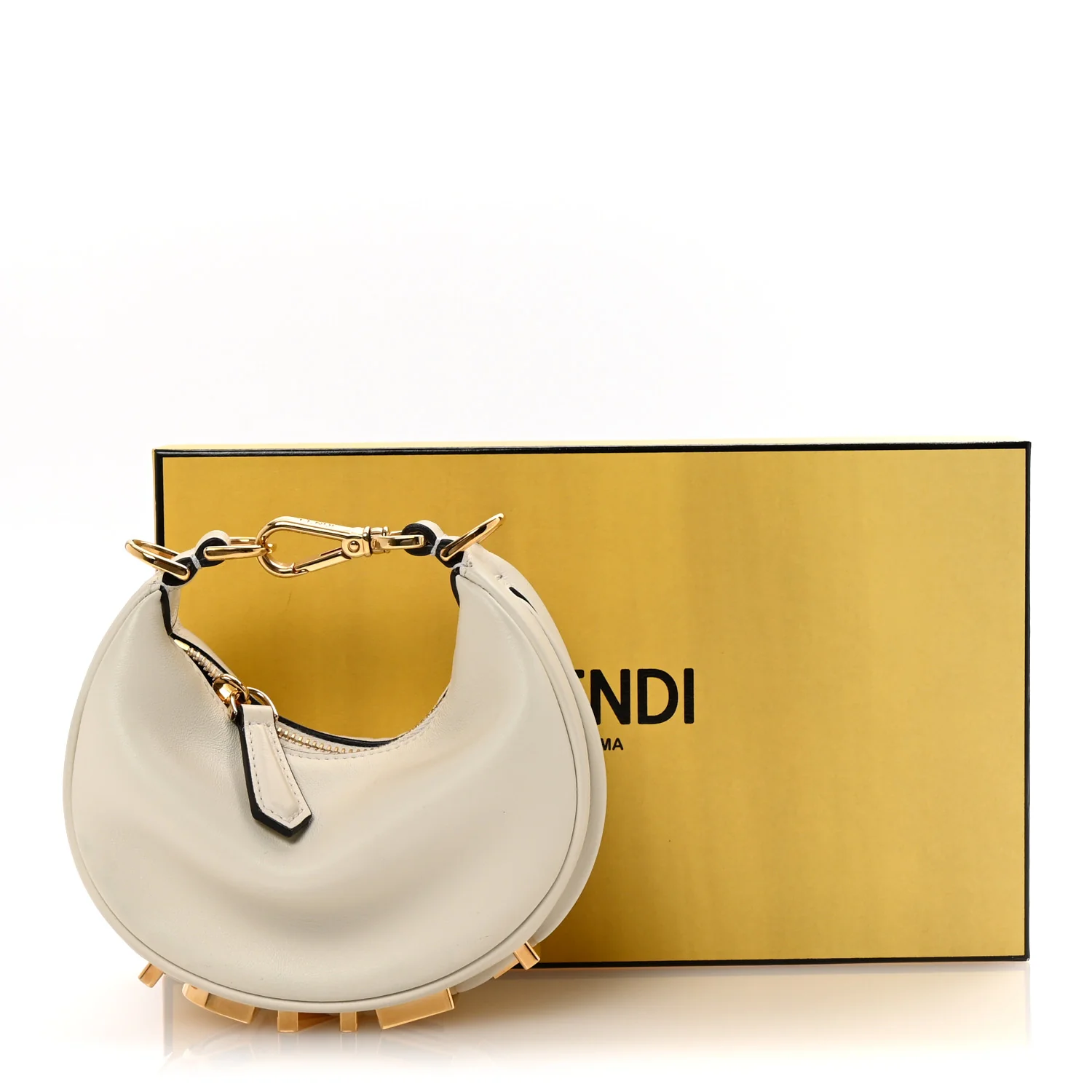Vitello Grace Matte Nano Fendigraphy Hobo Charm White Ice