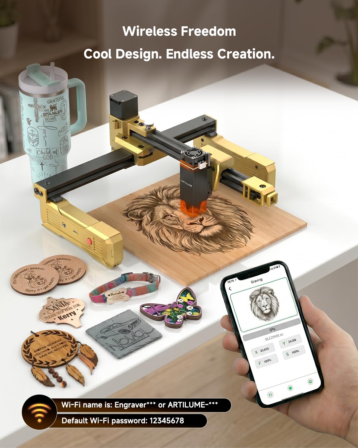 IR 1W Laser Engraver for Metal with App Control | Foldable desktop metal engraver, 0.01mm precision, 150x200mm area for stainless steel, aluminum, dog tags, jewelry