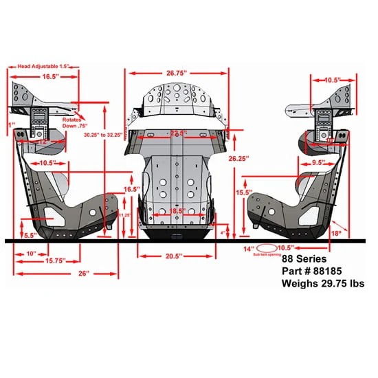 88 Series 18 Degree Racing Seat, 18 5 Inch Image 6