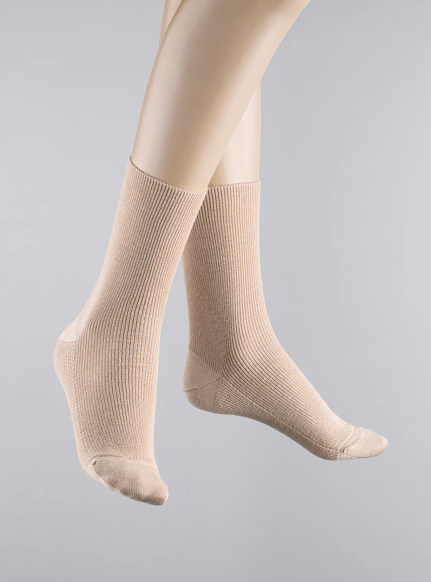 Mi-chaussettes mixte en laine sans élastique blanc naturel