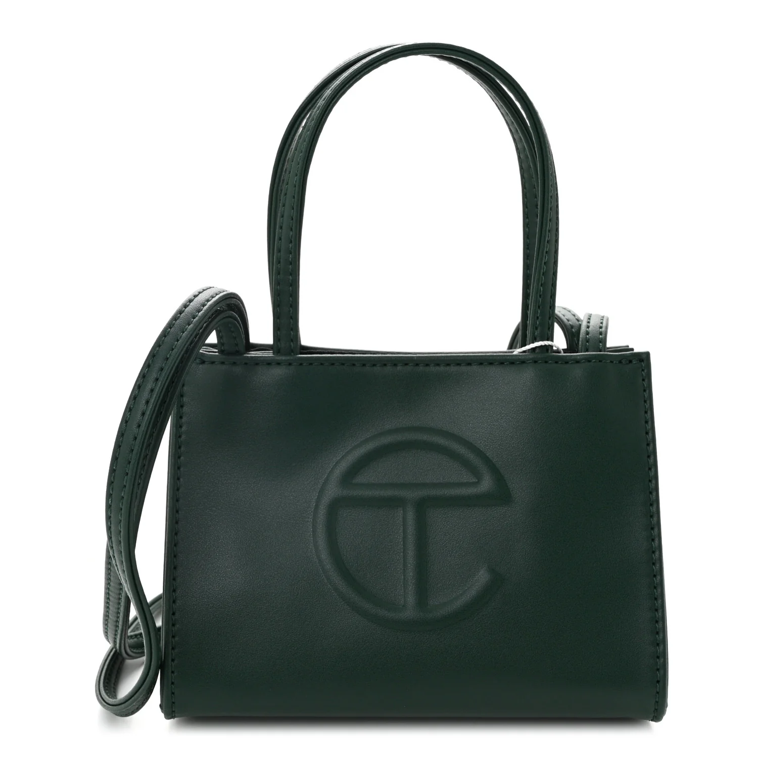 Vegan Leather Small Shopping Bag Dark Olive