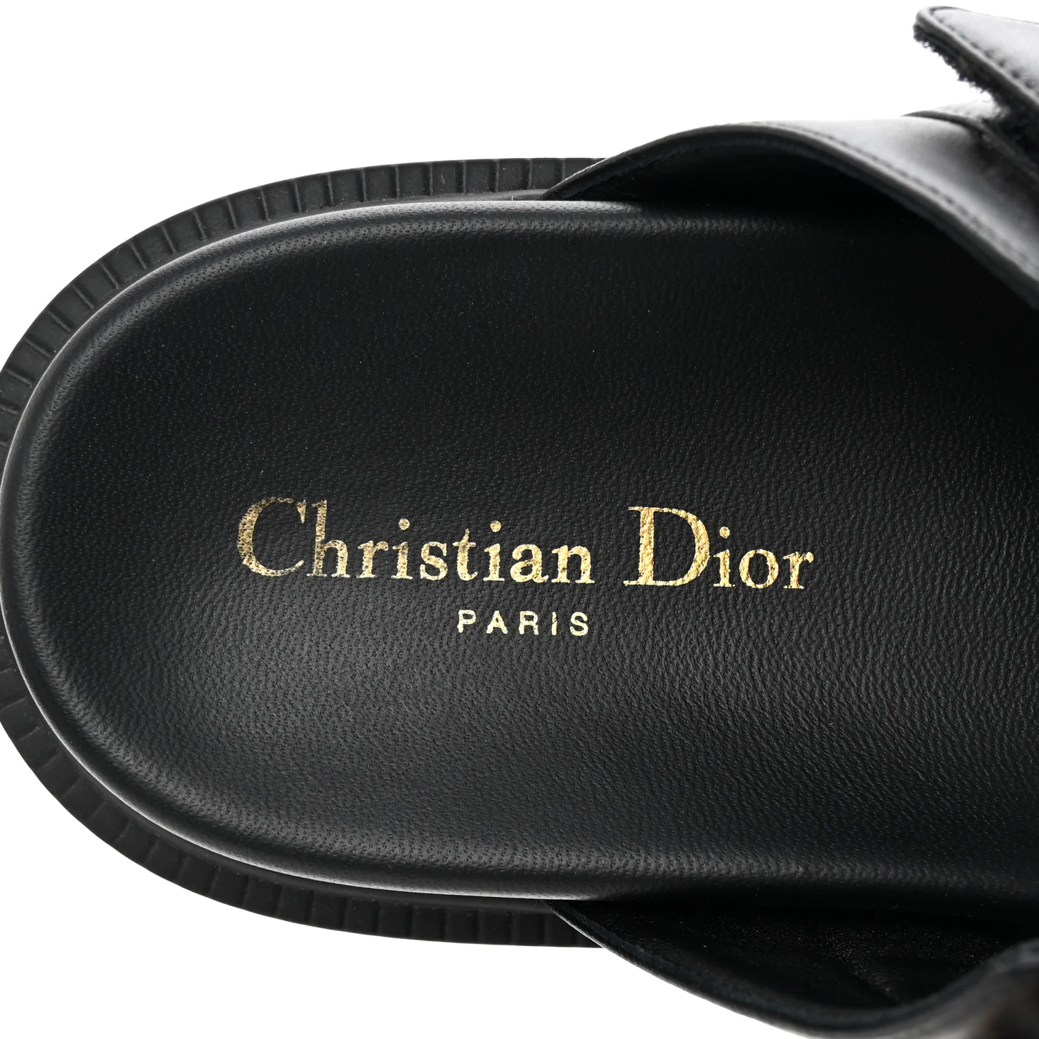 Lambskin Dioract 10mm Slide Sandals 39.5 Black