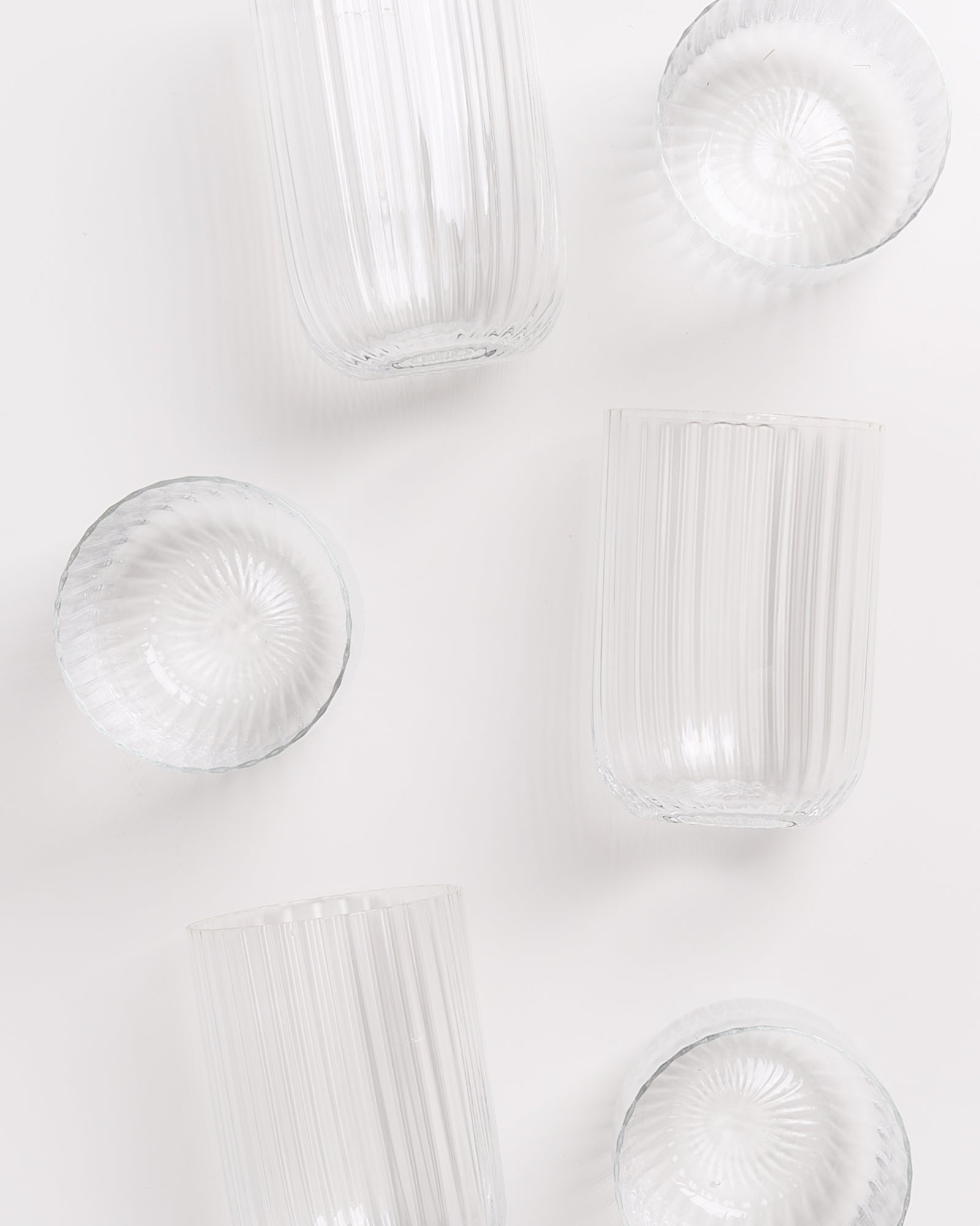JOIA - SMALL GLASS RIFFLED TRANSPARENT SET OF 6