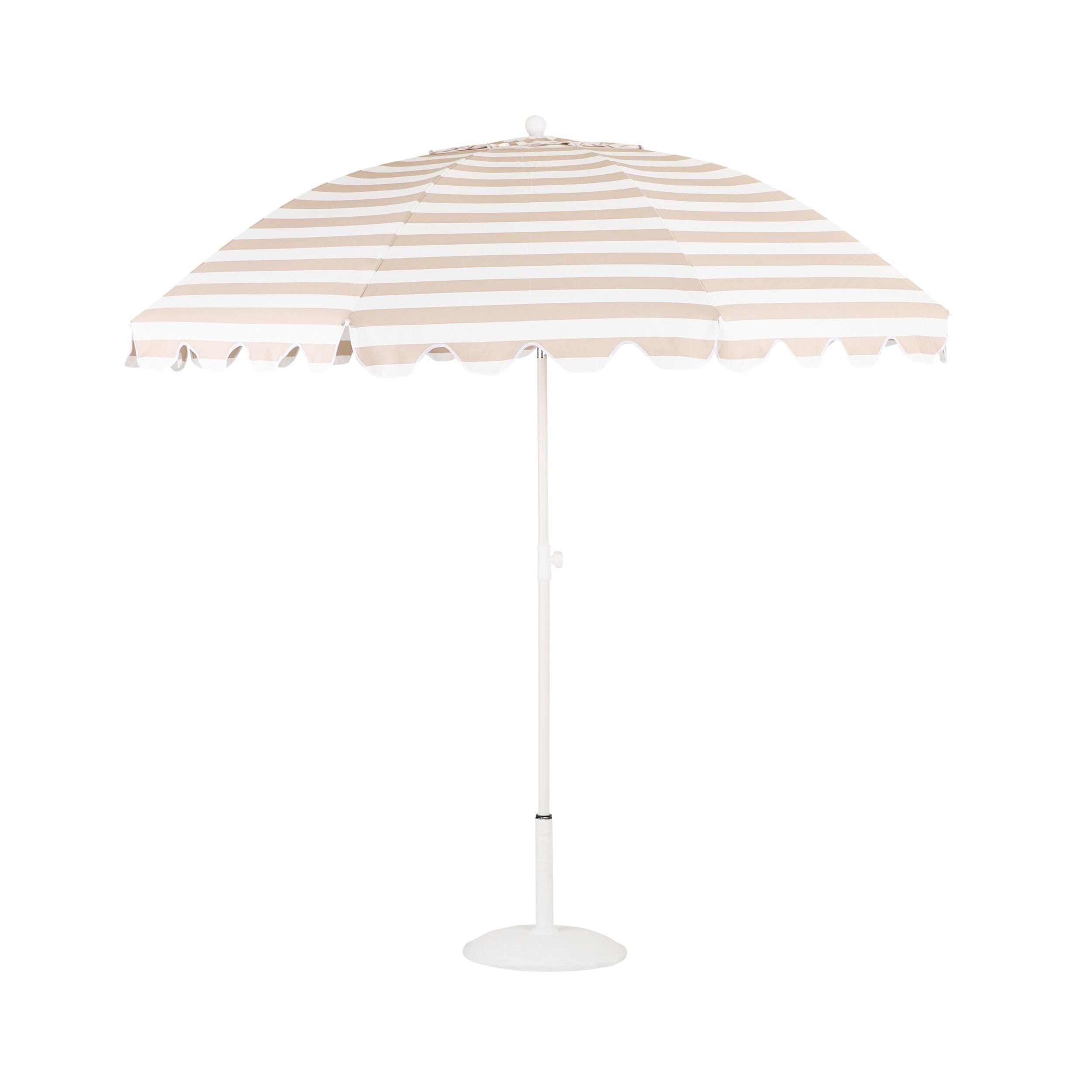 Amalfi Umbrella Scallop Edge Taupe/White Stripe