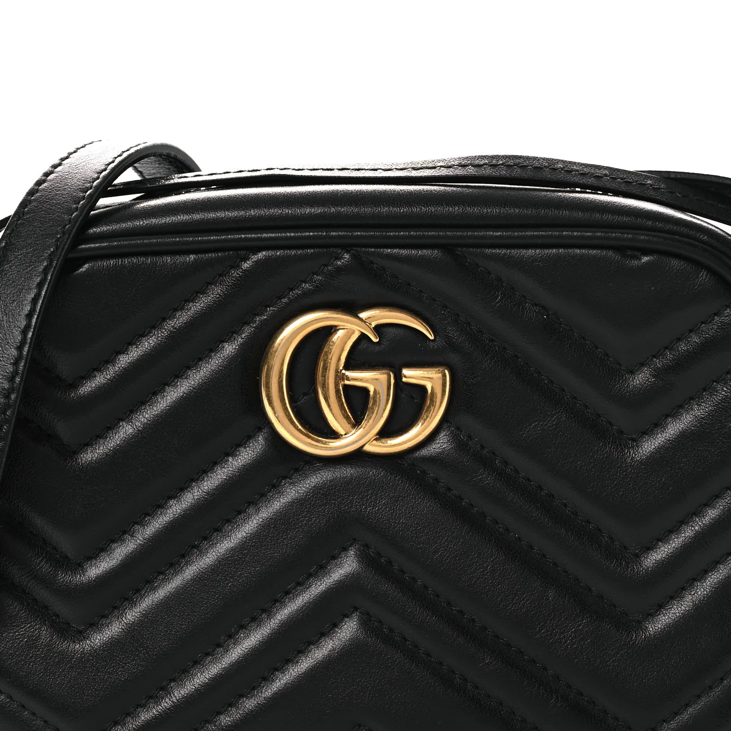 Calfskin Matelasse Mini GG Marmont Chain Shoulder Bag Black