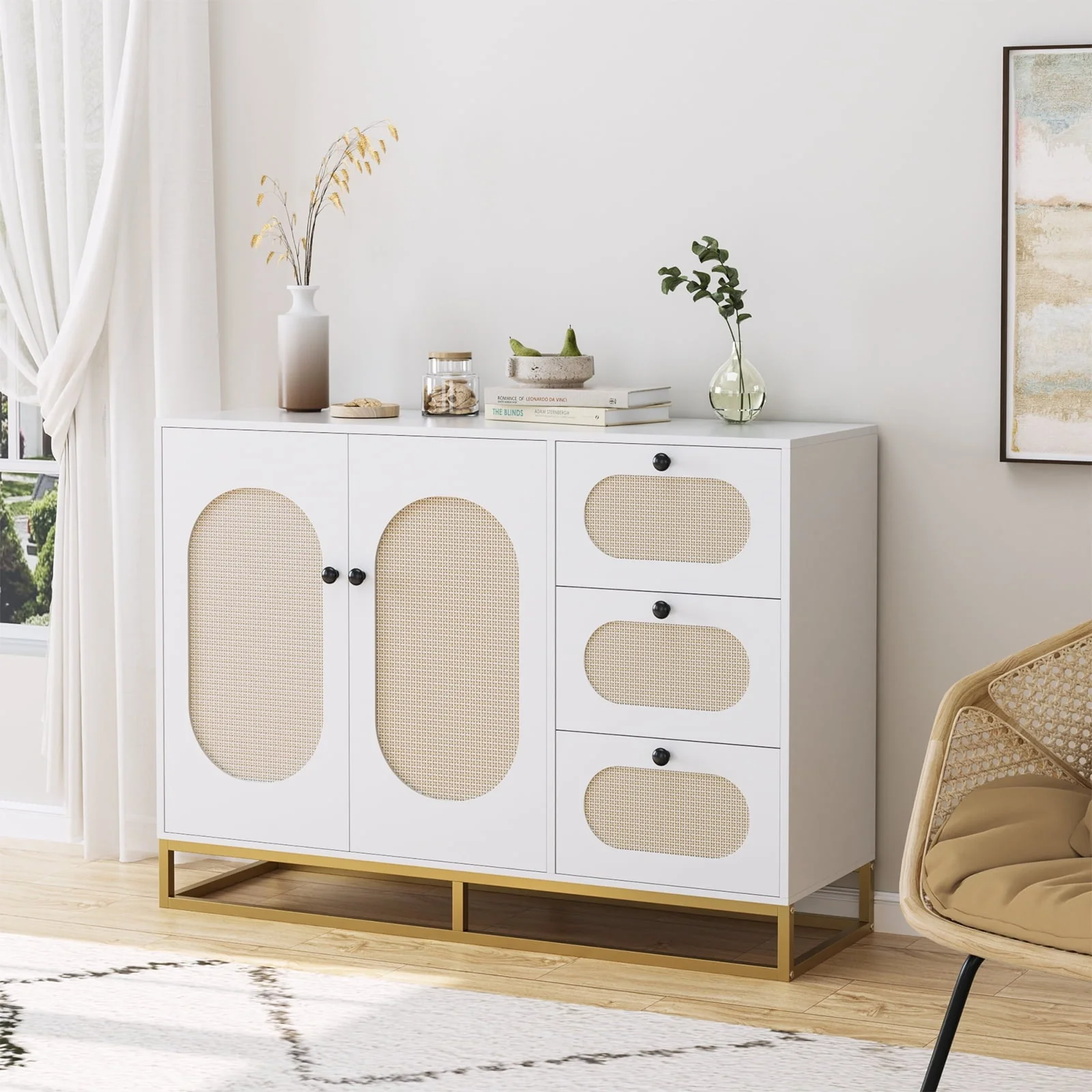 Homfa 3 Drawers Accent Storage Cabinet, 34.2