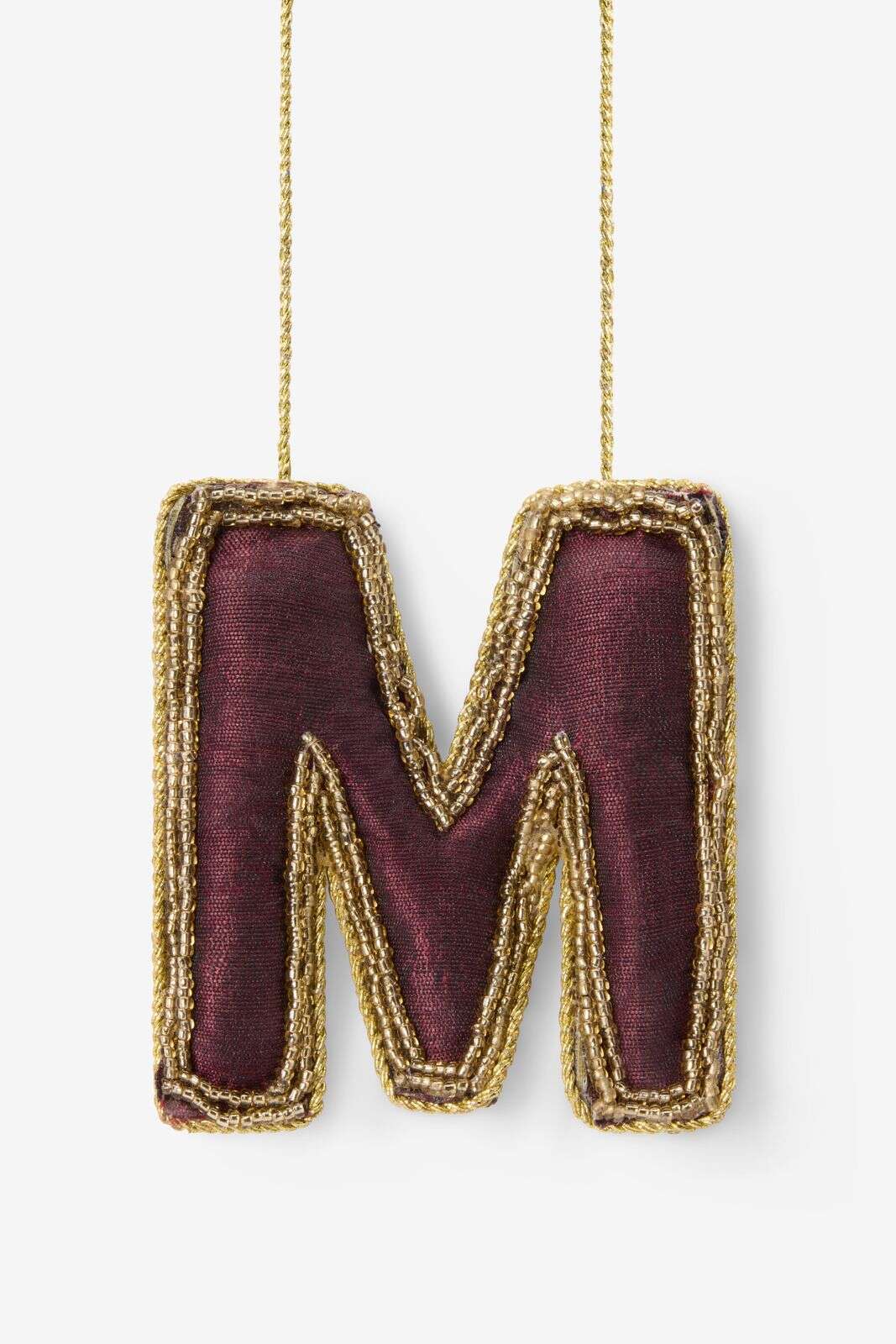 Donkerpaarse kersthanger letter M