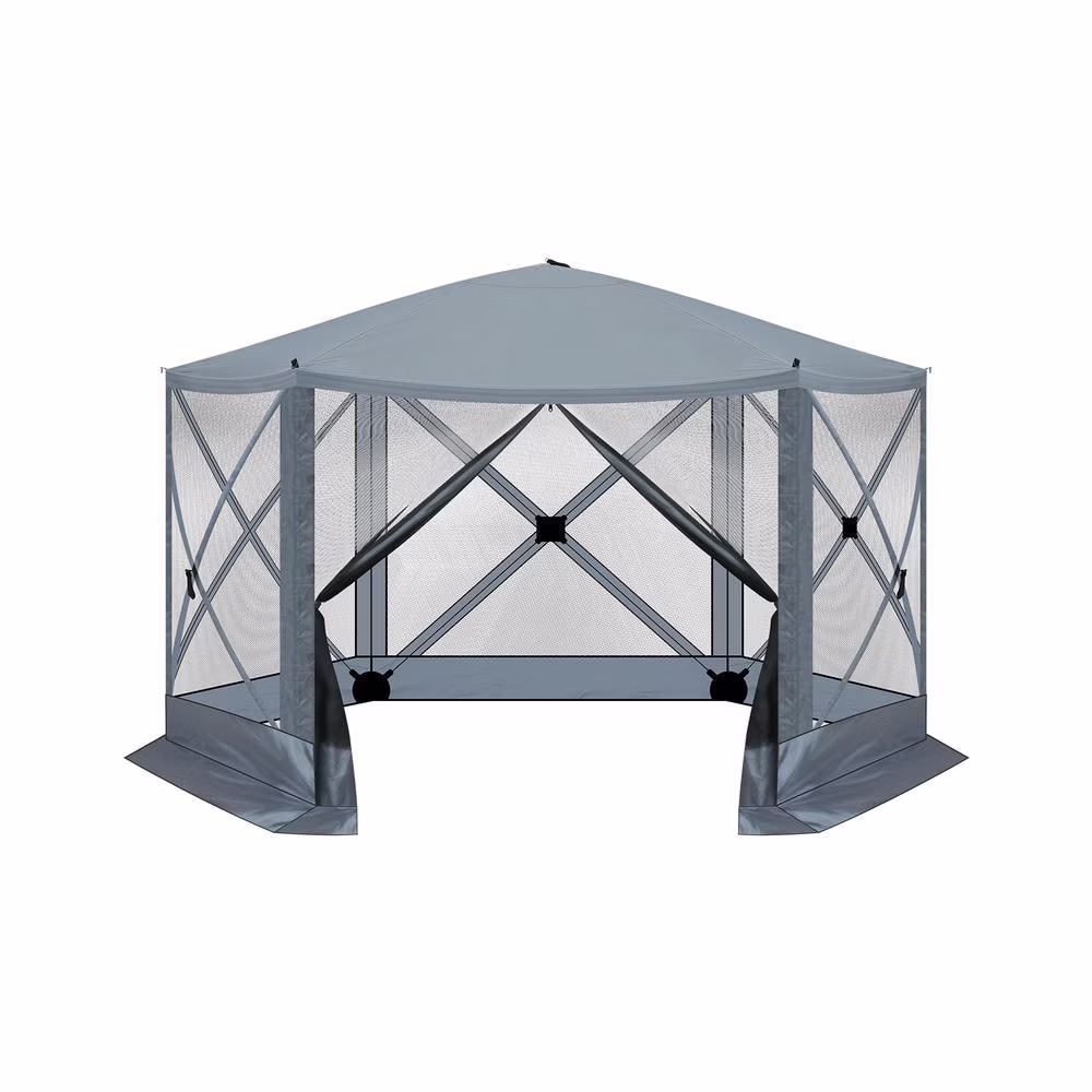 GVN Backyard Garden Canopy, Camping Canopy Screen Tent,12' x 12' Outdoor Pop-Up Camping Canopy