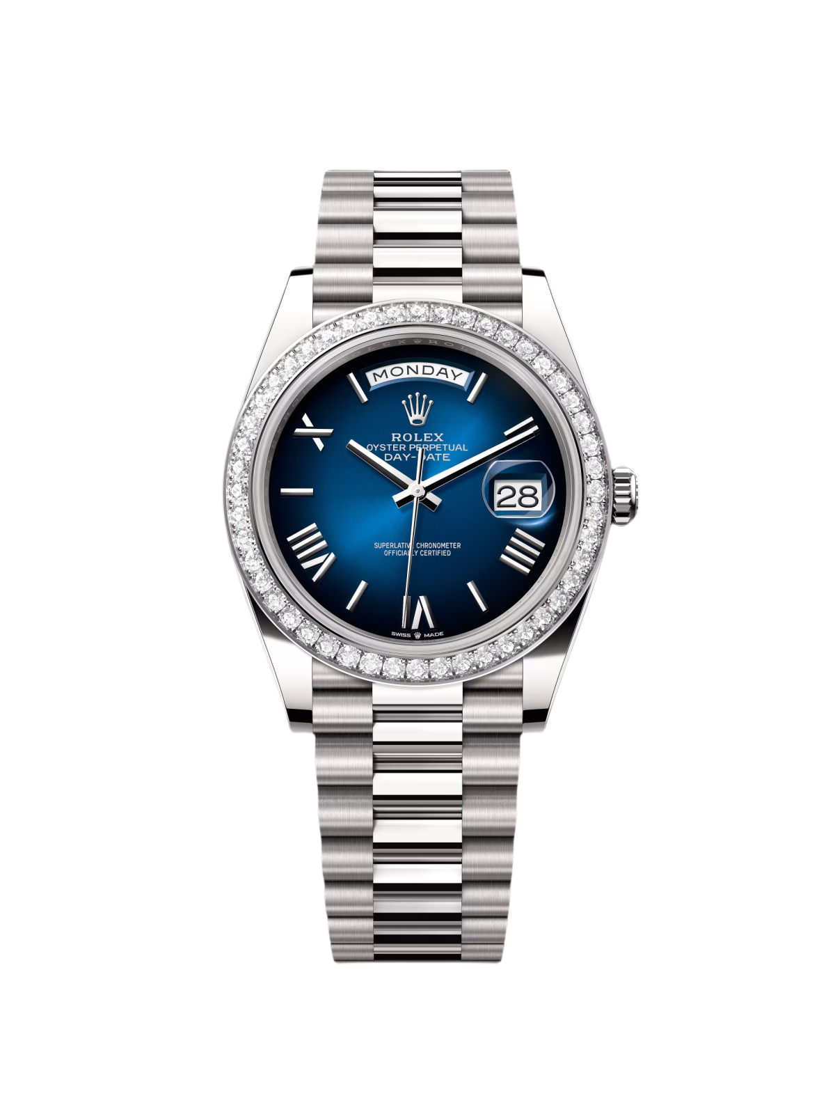 【Super Clone】RLX Day-Date 40mm 228349RBR-0045 Blue Ombré Dial President Bracelet