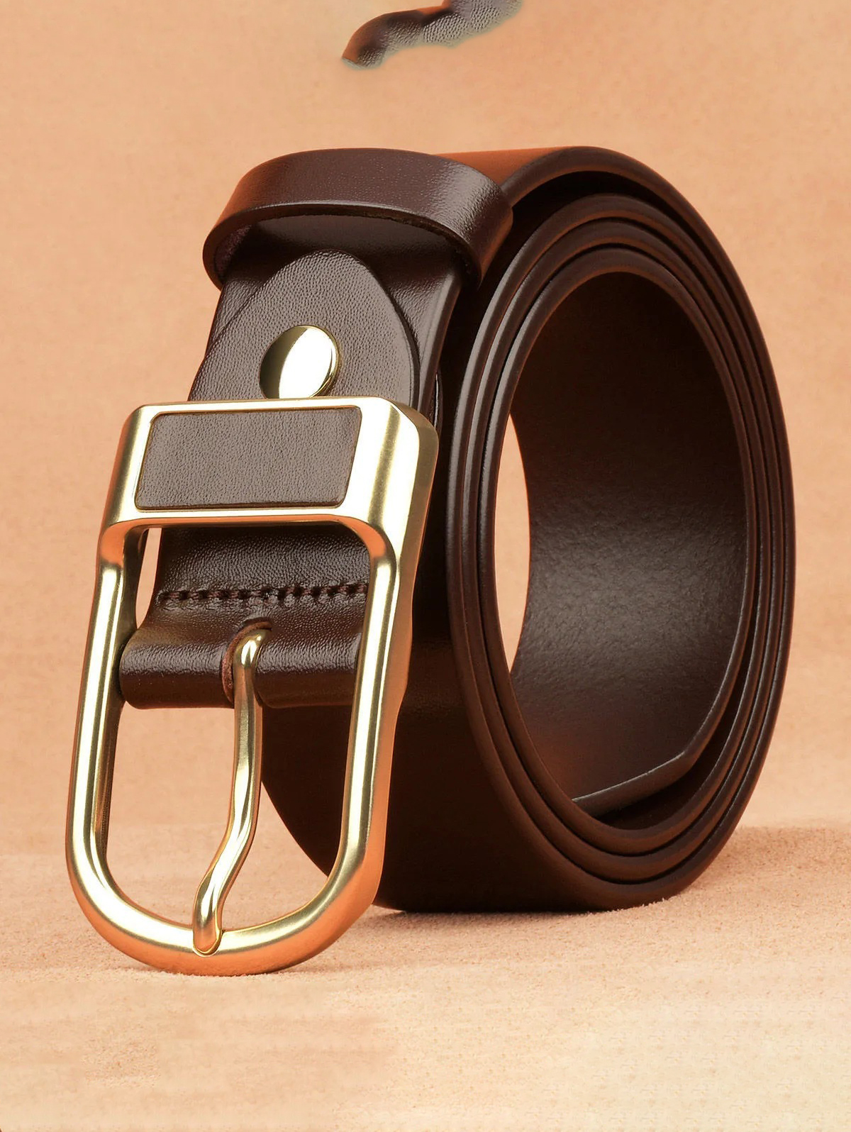 Ceinture minimaliste à boucle ardillon couleur unie pour affaires