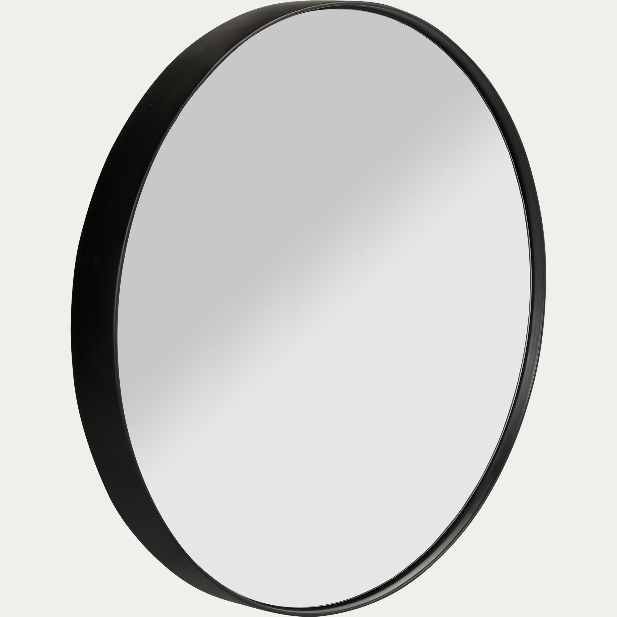 OUNDO - Miroir rond en bois noir D30cm
