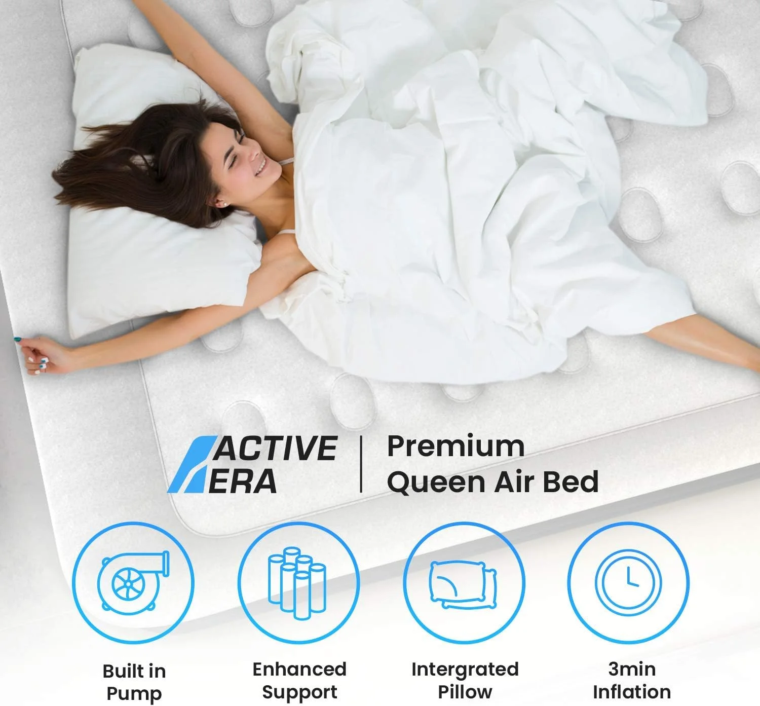 Active Era 18 in Twin Air Mattress, Air Bed with Built in Pump & Raised Pillow