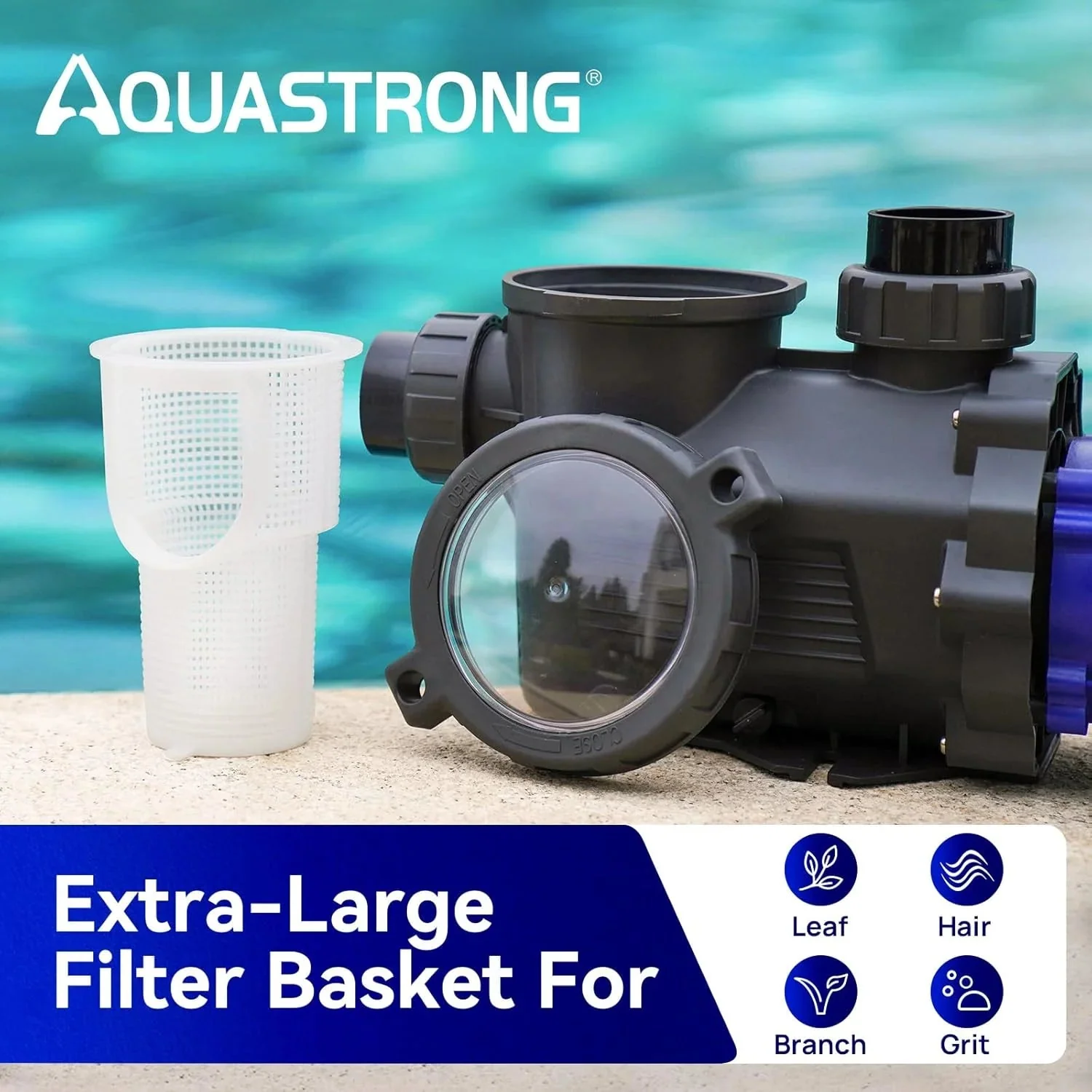 Aquastrong in Above Ground Pool Pump High Flow with Timer 2HP 8917 Gph 220V