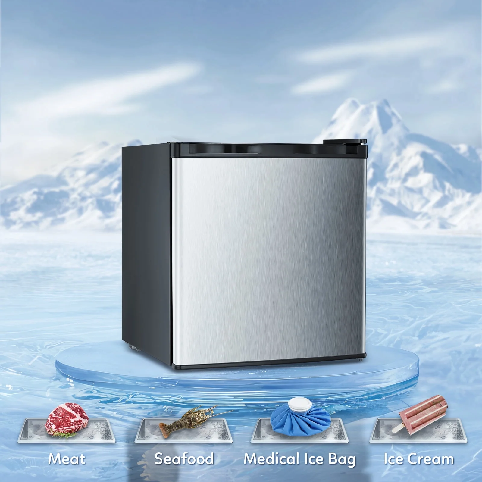 Upright Freezer, 1.2cu.ft Mini Freezer with Adjustable Thermostat Removable Shelves, Stand Up Freezer for Home/Office/Dorm, White(White) - Image 10