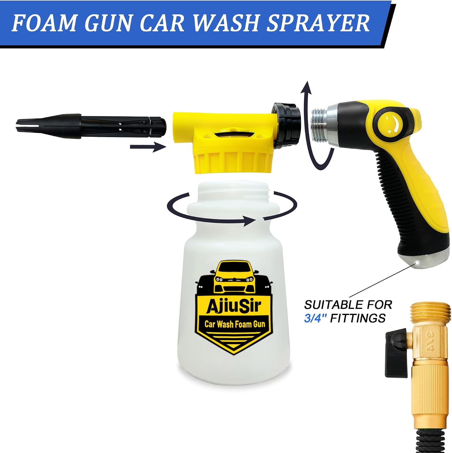 Car Wash Foam Gun Sprayer, Foam Cannon for Garden Hose, Cleaning Kit