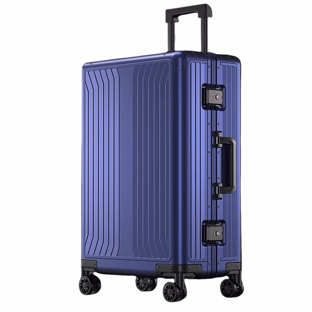 All Aluminum Magnesium Hardshell Carry on Luggage with Wheels, Modern Zipperless Hardshell Checked Luggage with TSA Lock, Airline Approved Metal Suitcase Travel Metal Rolling Luggage
