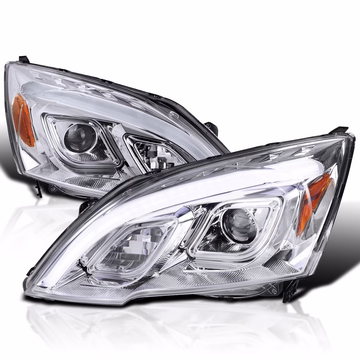 JDM Glossy Black Smoke LED Projector Headlights Compatible with 2007-2011 Honda CR-V, Left + Right Pair Headlamps Assembly(Glossy Black Housing Smoke Lens) - Image 3