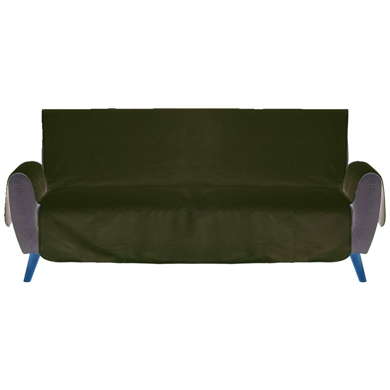 Protège canapé côtelé L279xH179cm - 2 modèles gris ou blanc