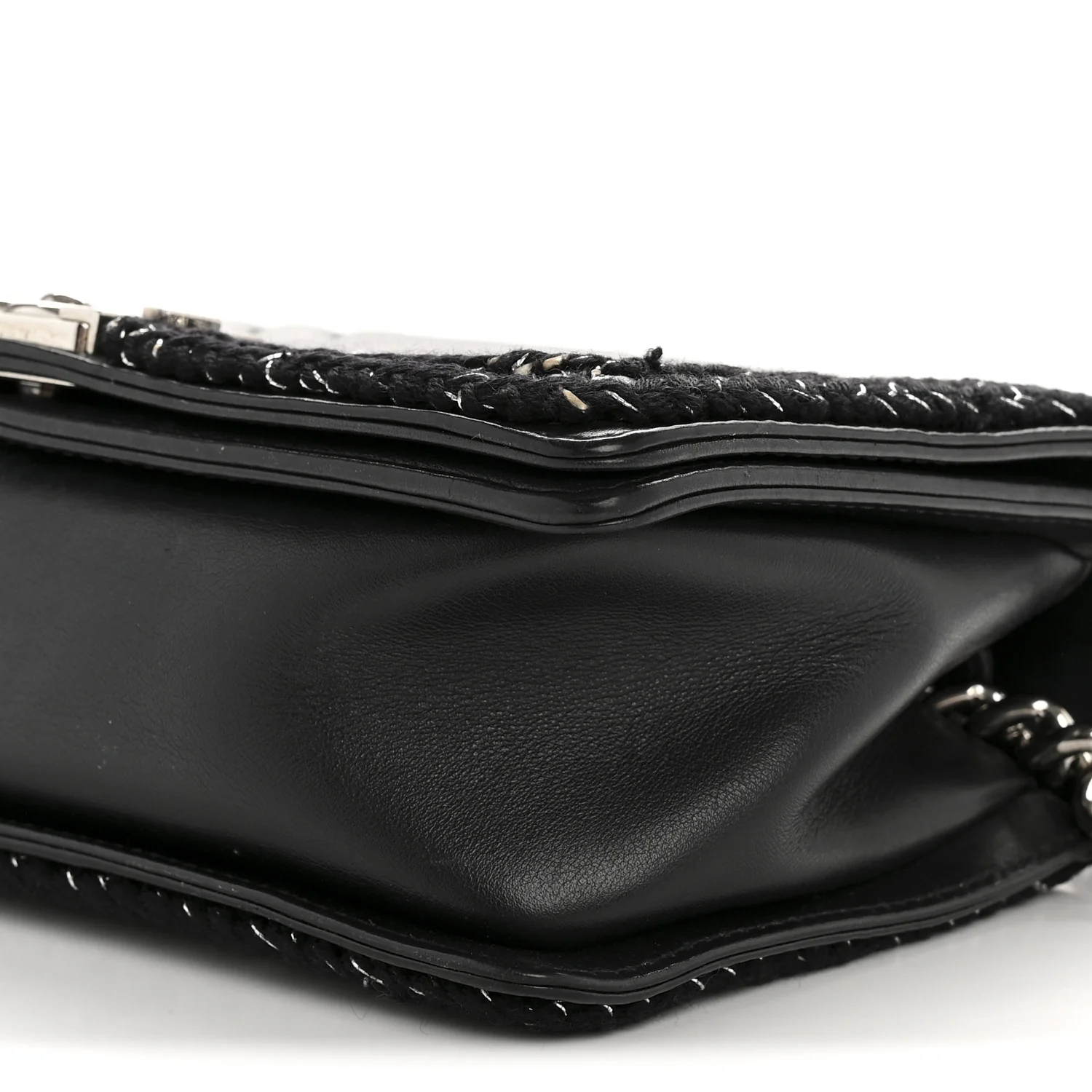 Calfskin Chevron Tweed Medium Boy Flap Black