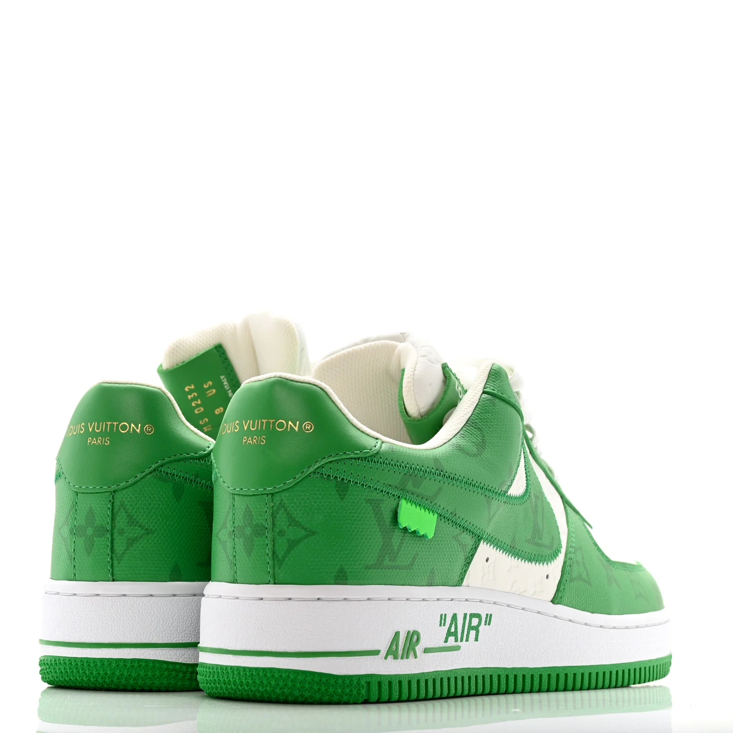 X NIKE AIR FORCE 1 Calfskin Monogram Mens Low Top Sneakers 8 Green