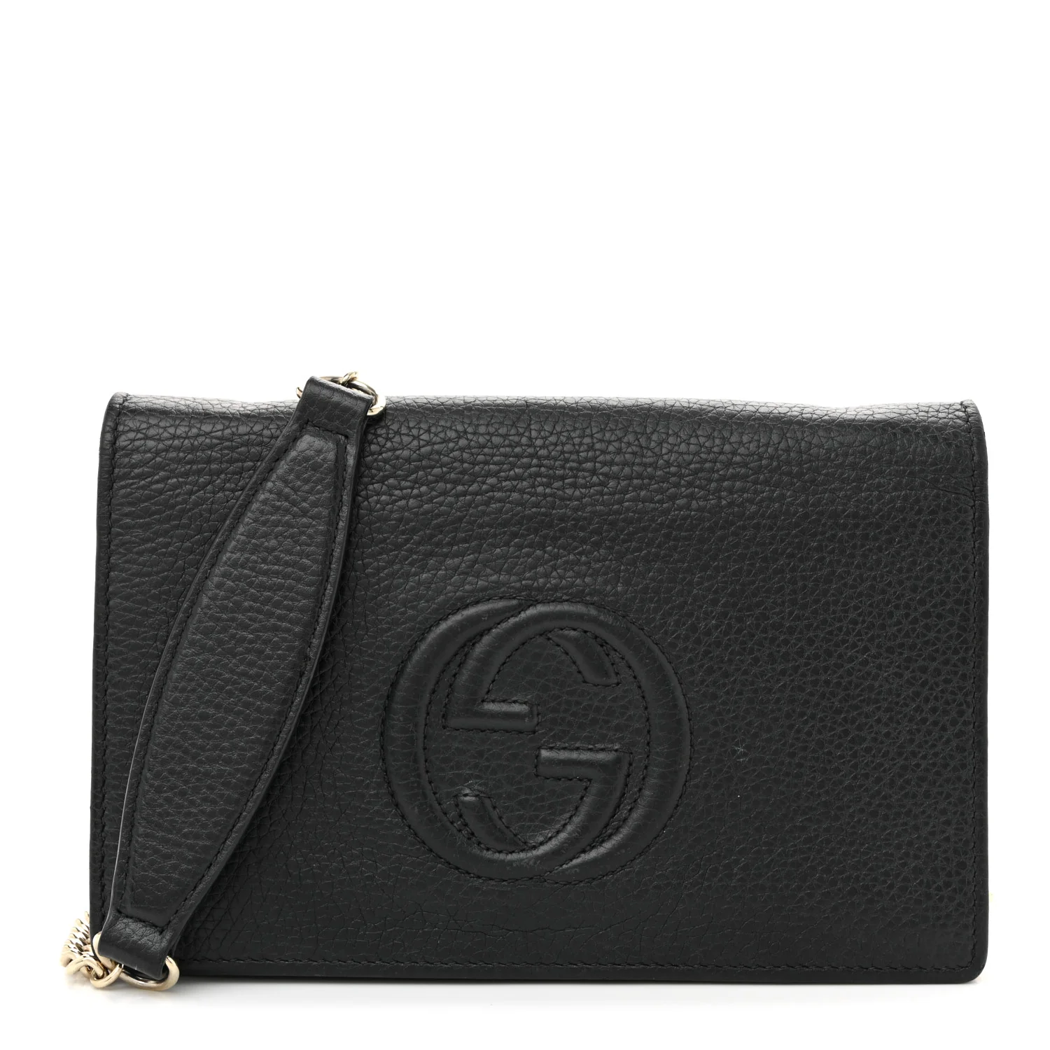 Pebbled Calfskin Soho Wallet On Chain Black