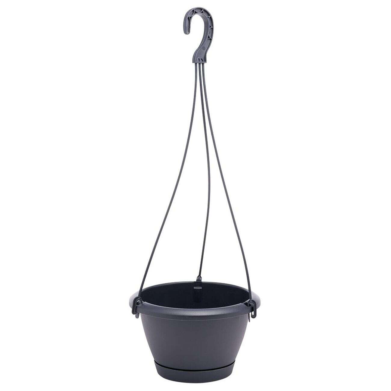 Pot suspendu avec soucoupe gris anthracite Ø21xH12,5cm