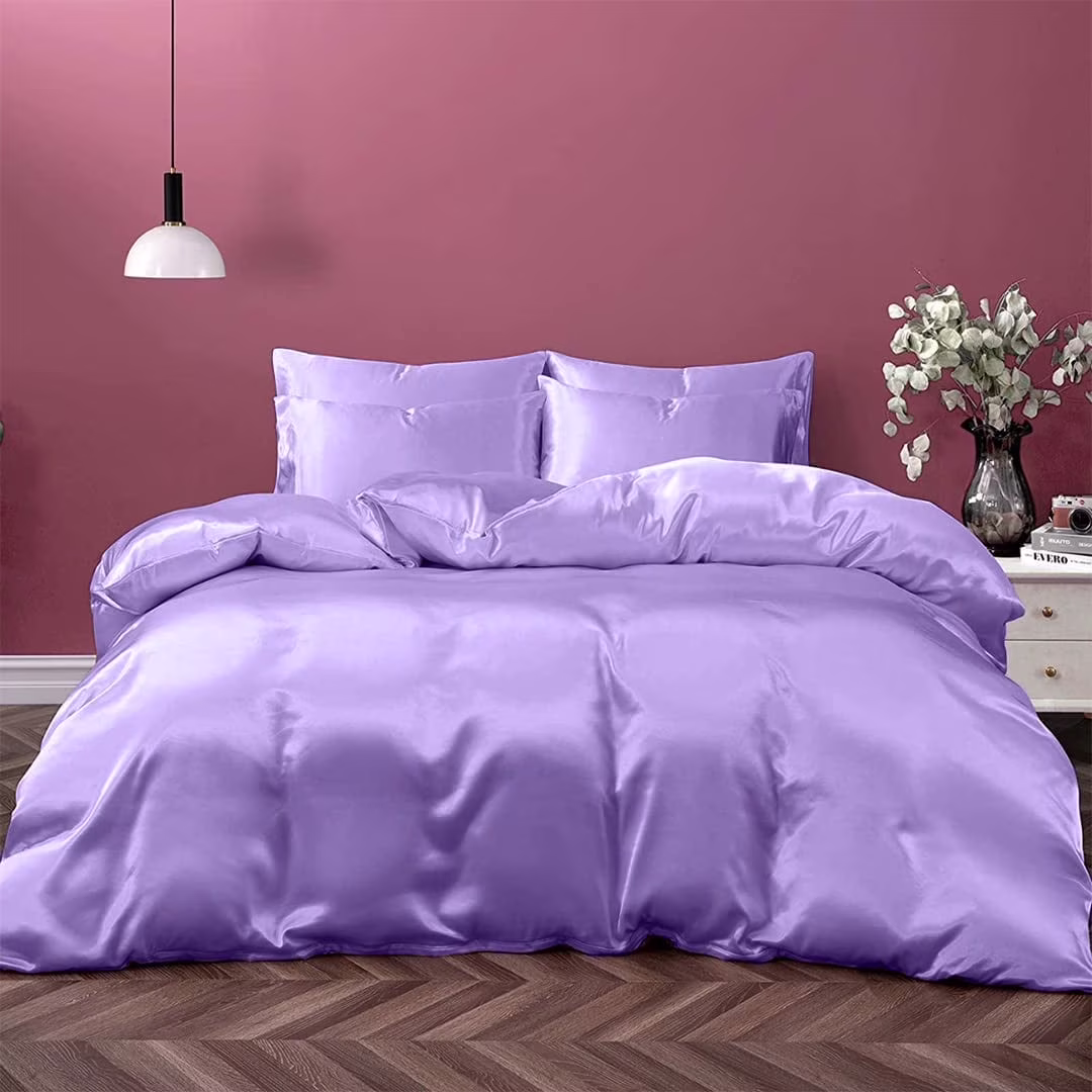 100% Silk Comforter 300 GSM Quilt Suitable for All Season Silky Super Soft Twin/Twin XL Lilac(Lilac)