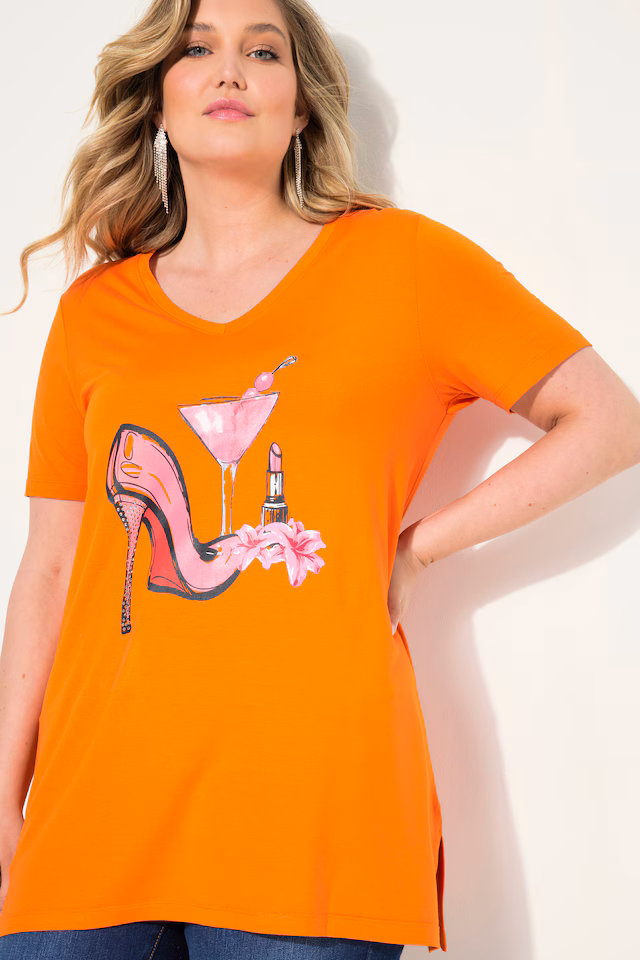 A-Line Half-Sleeve Pumps Pattern T-Shirt