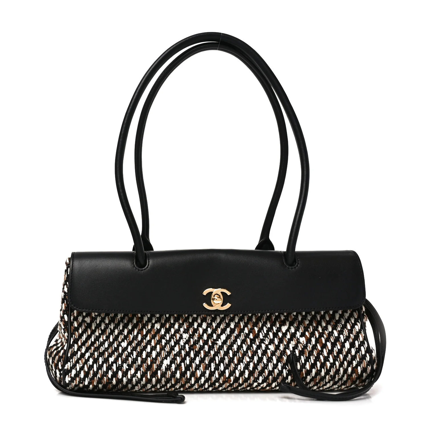 Tweed Calfskin Urban Essentials Small Shopping Bag Black Multicolor