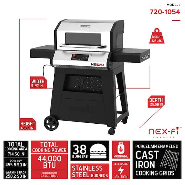 720 Propane Gas Digital Smart Grill in Black with Stainless Steel Front Panel and Lid Image 3