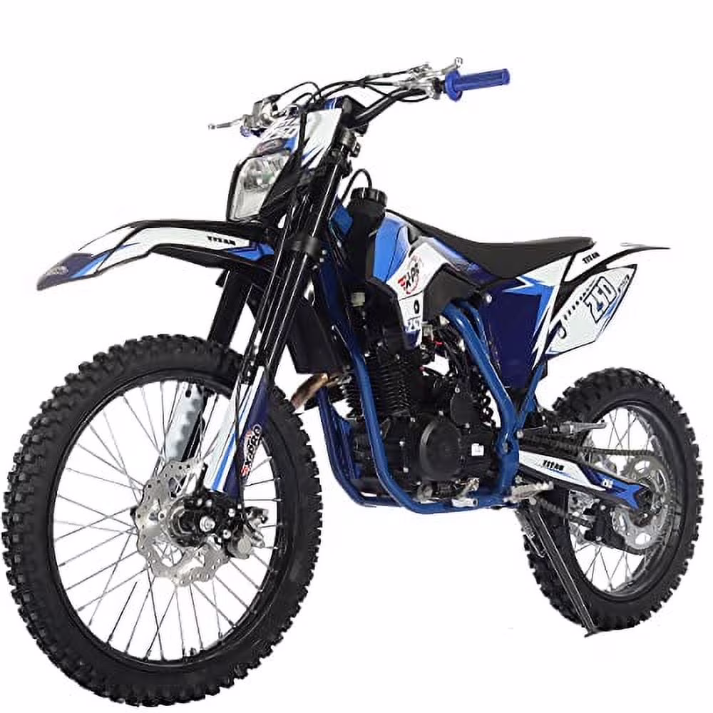 Brand New Titan 250cc Gas Pit Dirt Bike with LED Headlight, 5-Speed Manual Transmission, Electric/Kick Start! Big 21"/18" Wheels!(Black) - Image 3