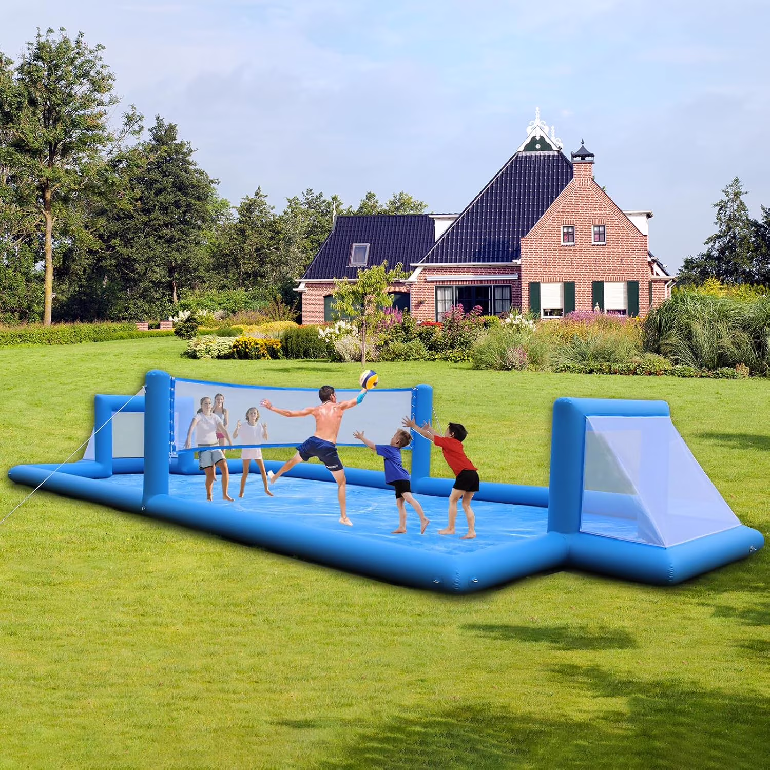 33FT Inflatable Volleyball Court Beach Pool Volleyball Net for Backyard Outdoor Training Game with 800W Air Pump, Volleyball Pool/Water Volleyball Field(33') - Image 3
